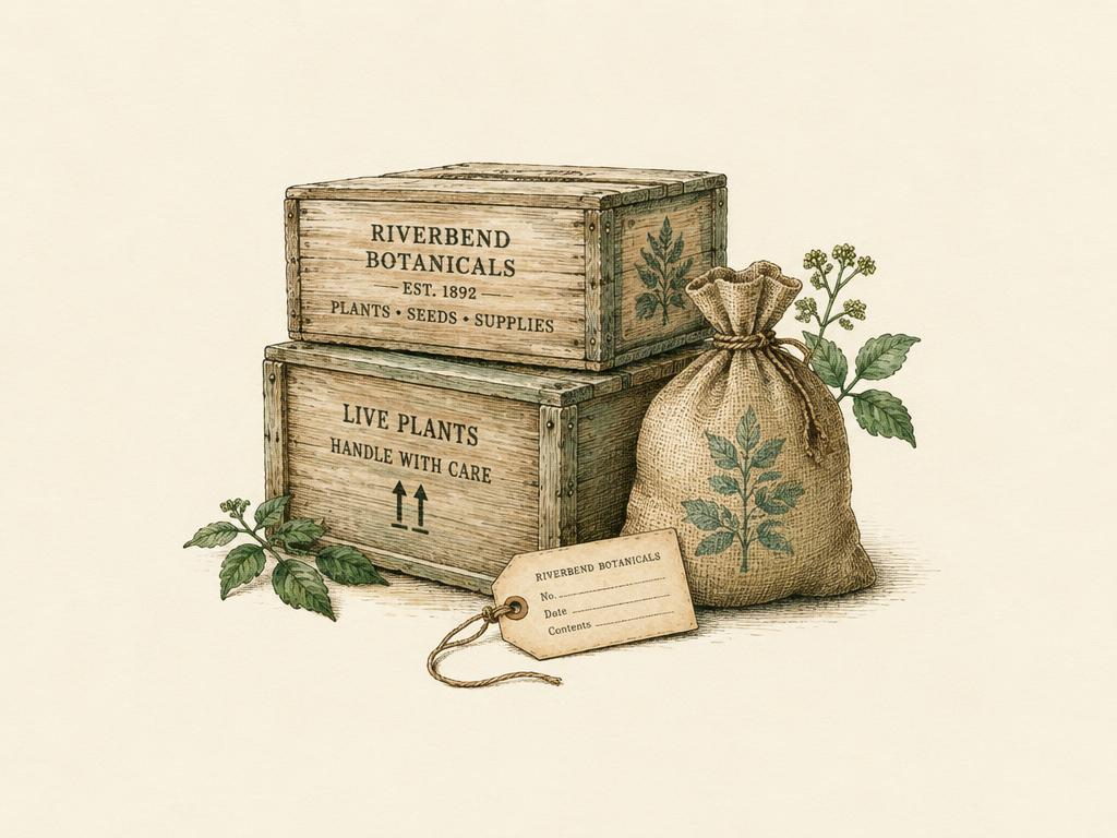 Ilustración de cajas de madera y saco